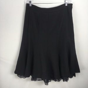 Ann Taylor LOFT Wool Skirt Lace Black 14